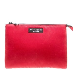 Kate Spade red zip pouch with logo plaque